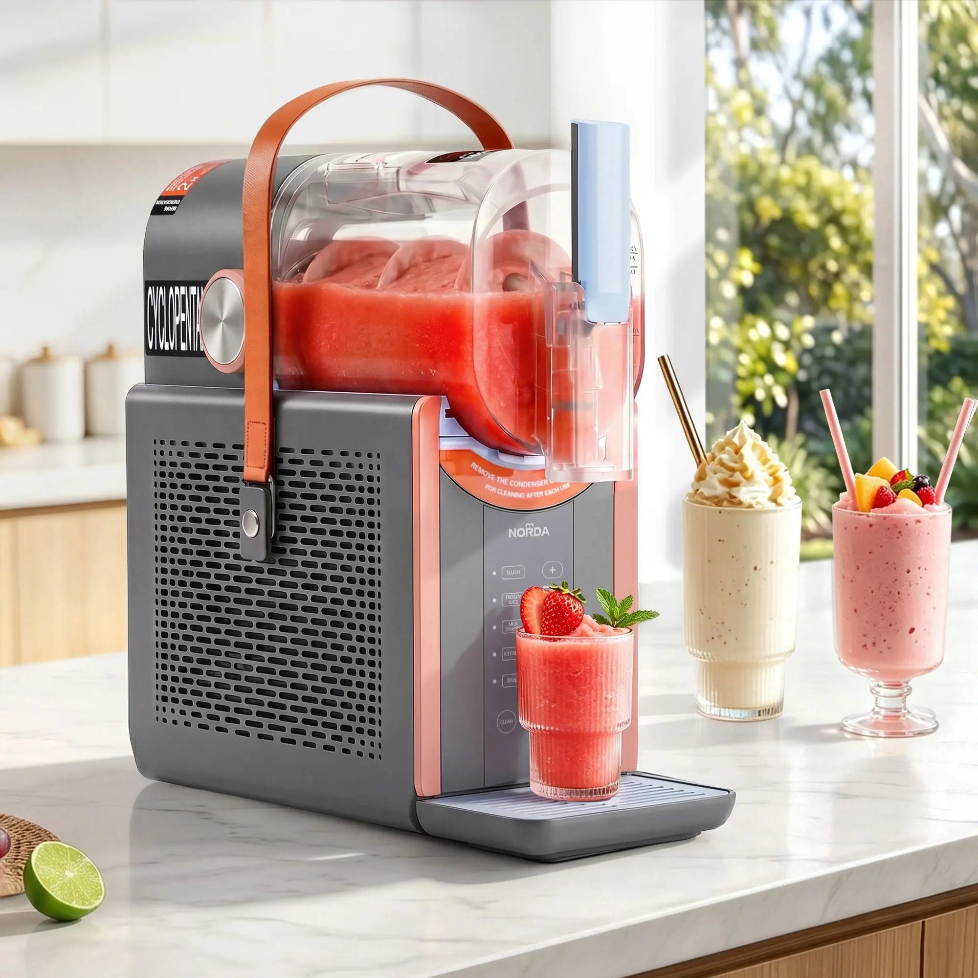 NORDA 2L Slushie Machine Frozen Drink Maker Ice Cream Maker Countertop Grey Wholesale Hub