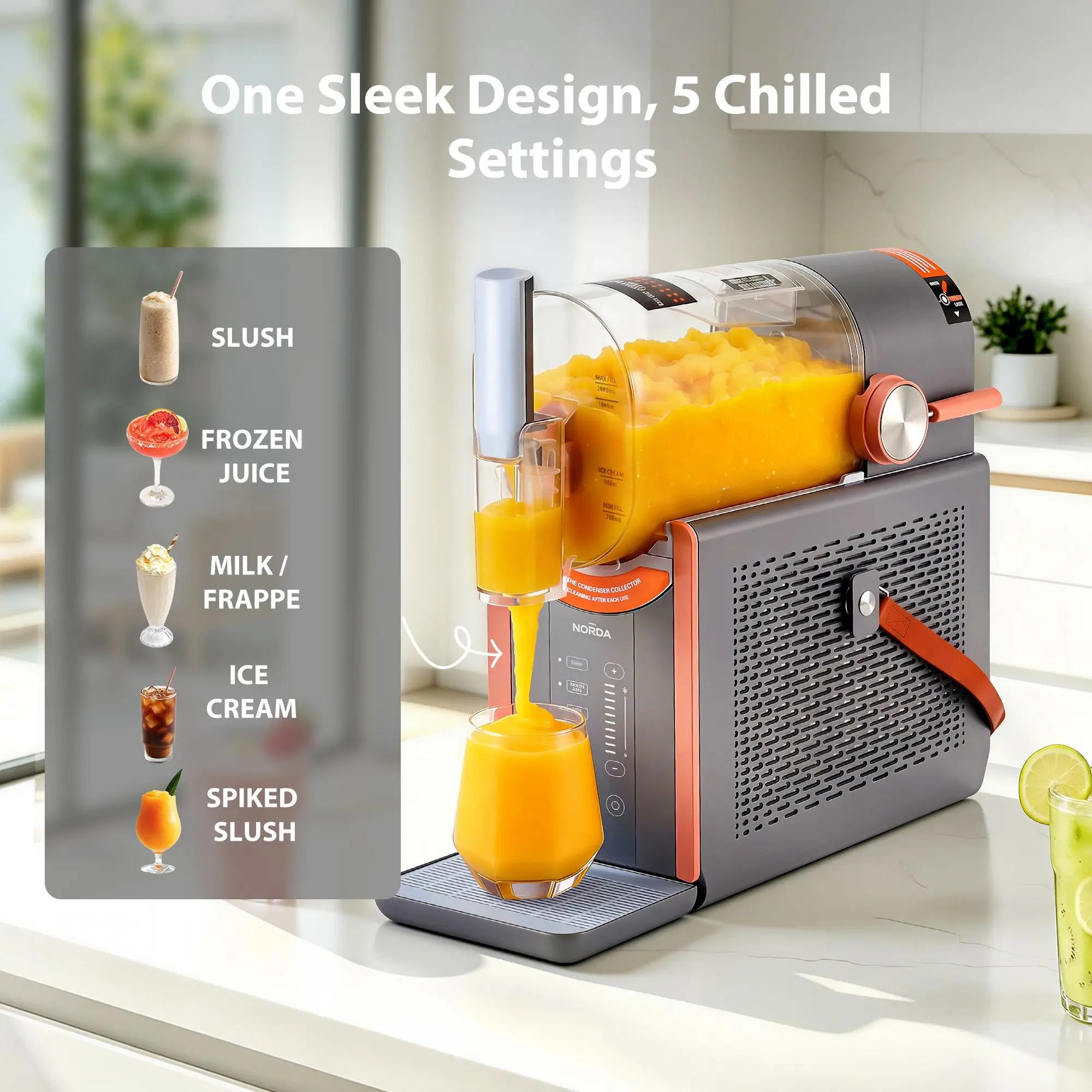 NORDA 2L Slushie Machine Frozen Drink Maker Ice Cream Maker Countertop Grey Wholesale Hub