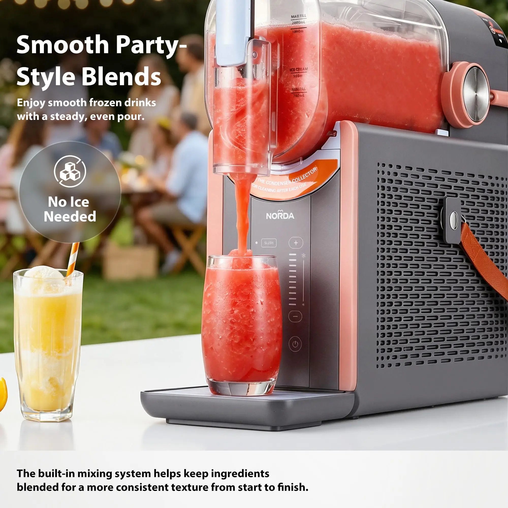 NORDA 2L Slushie Machine Frozen Drink Maker Ice Cream Maker Countertop Grey Wholesale Hub