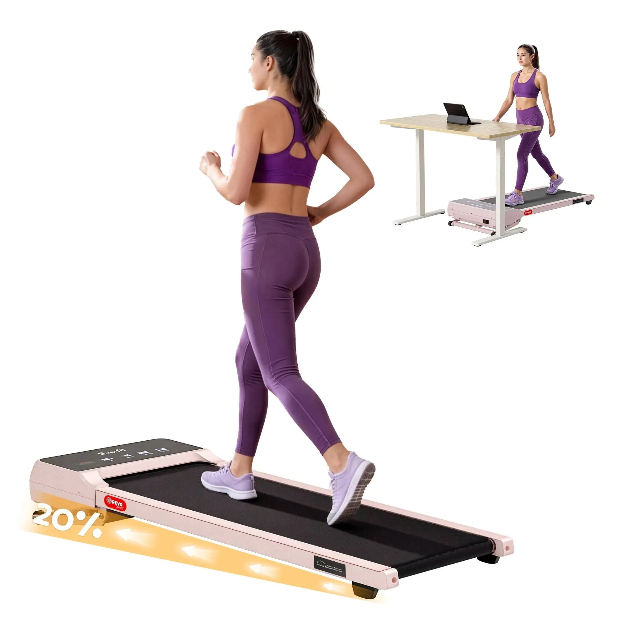Everfit 3 in 1 Walking Pad Treadmill 20% Auto Incline Under Desk Treadmills for Home Gym With 40cm Wide Belt Pink Wholesale Hub