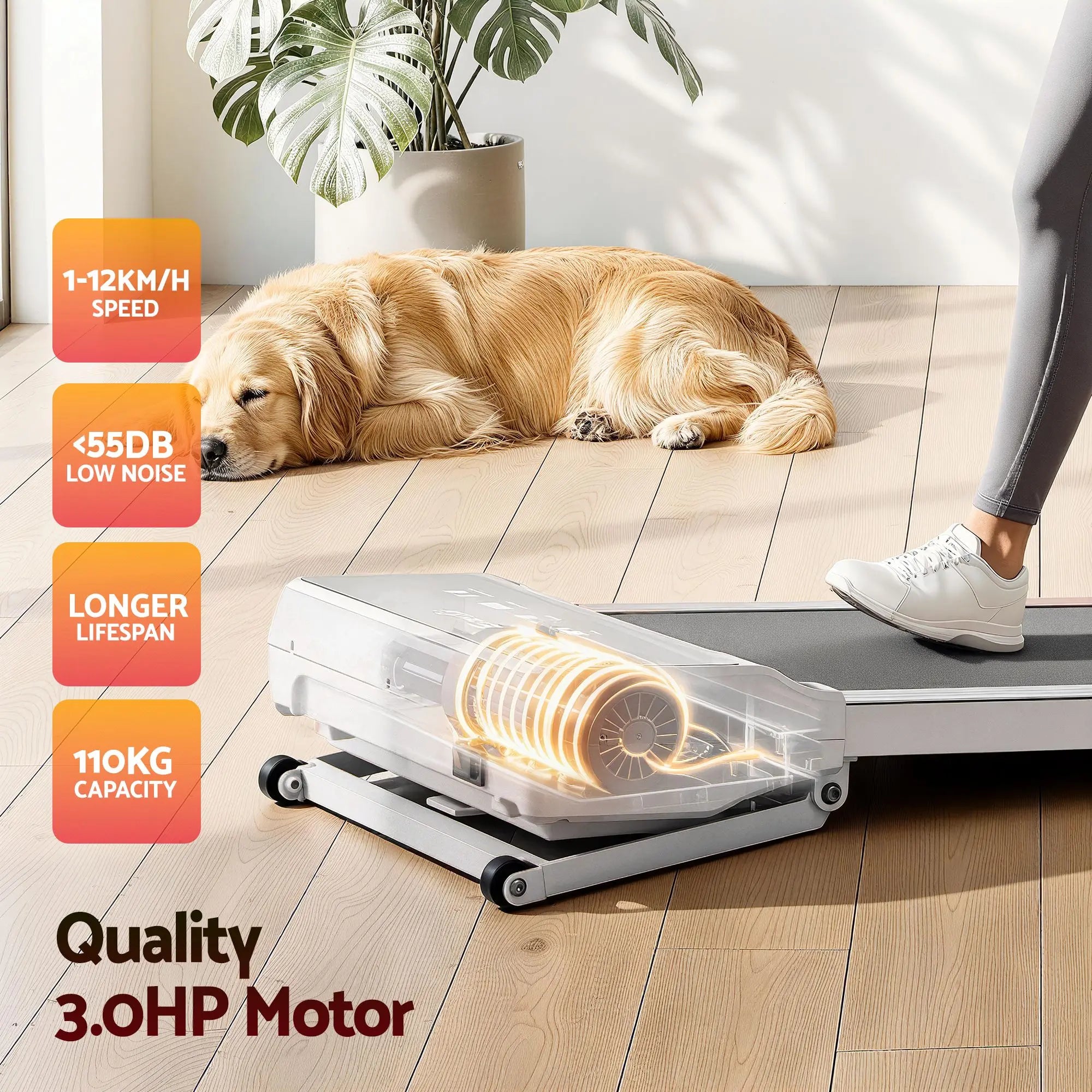 Everfit 3 in 1 Walking Pad Treadmill 20% Auto Incline Under Desk Treadmills for Home Gym With 40cm Wide Belt White Wholesale Hub