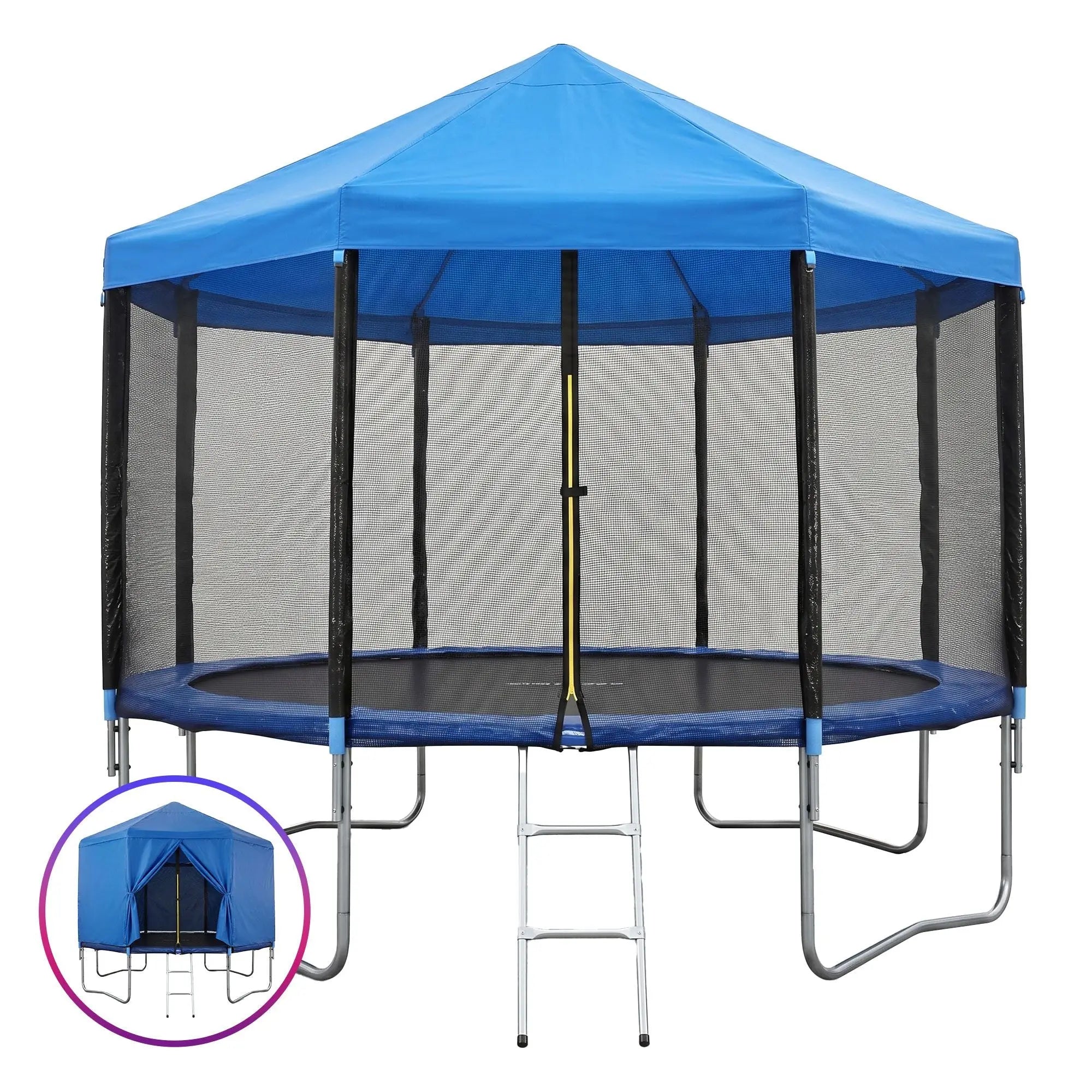 Everfit 12FT Kids Trampoline with Blue Tent Cover Ladder Rebounder Outdoor Toys Wholesale Hub