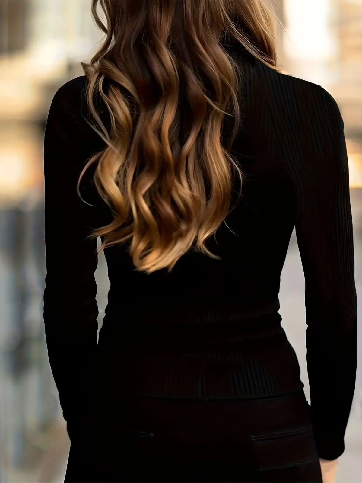 Women'S Turtleneck Top Black High Neck Top Slim Fit Knitwear Winter Layering - Coffee - Size L(AU L/EU50) Wholesale Hub