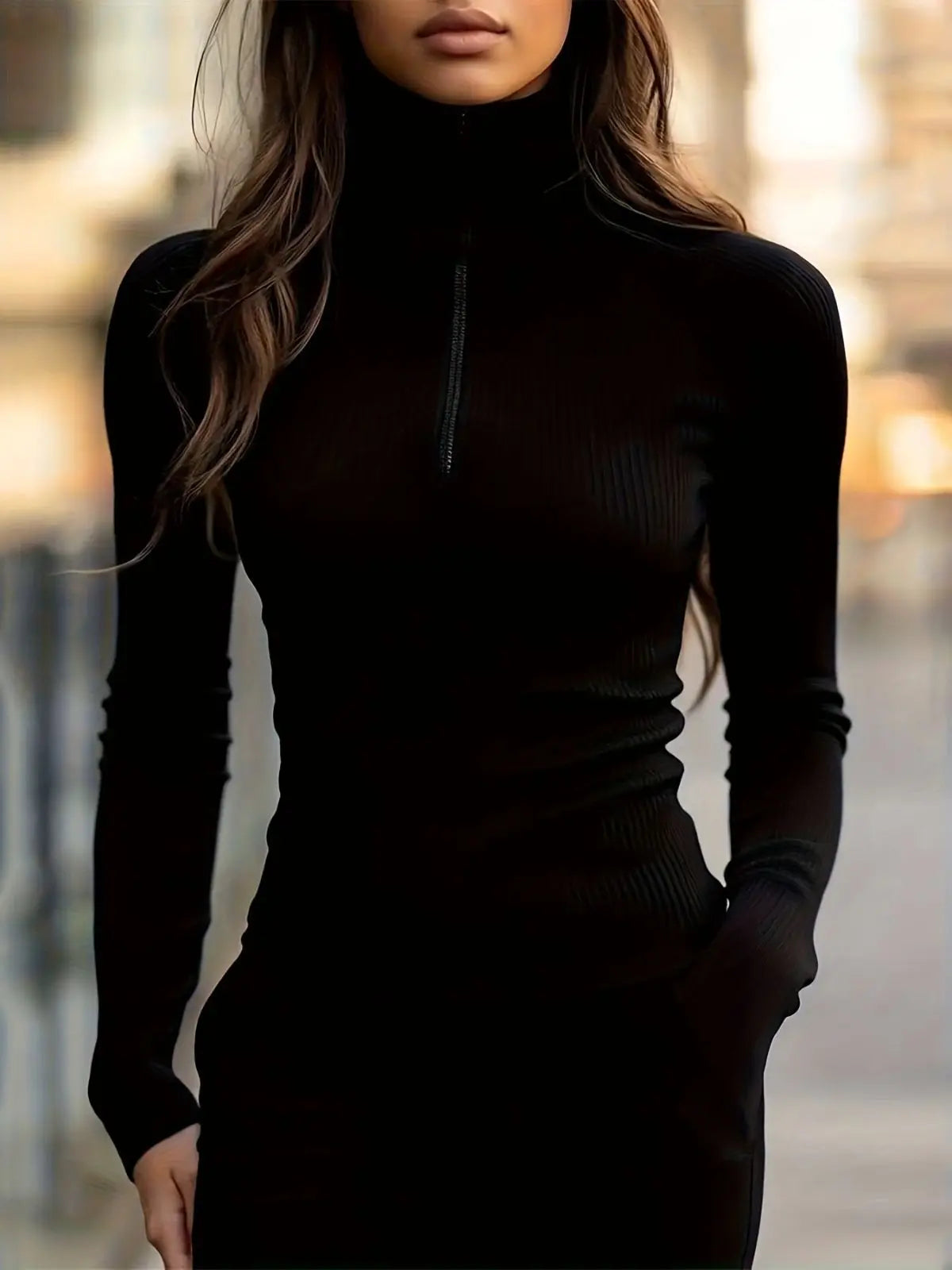 Women'S Turtleneck Top Black High Neck Top Slim Fit Knitwear Winter Layering - Coffee - Size S(AU S/EU46) Wholesale Hub