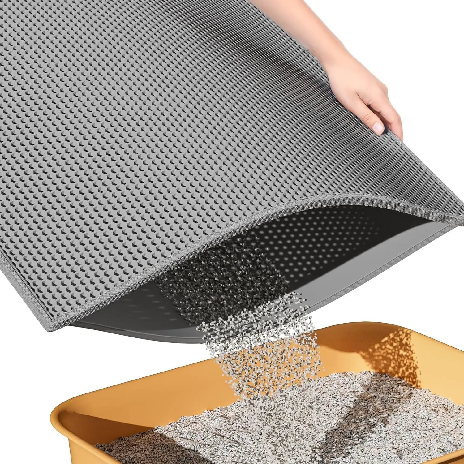 Double-Layer EVA Cat Litter Mat for Litter Box, Honeycomb Design Traps Scattered Sand, Waterproof & Non-Slip Floor Protector, Easy to Clean & Reuse (Grey) Wholesale Hub