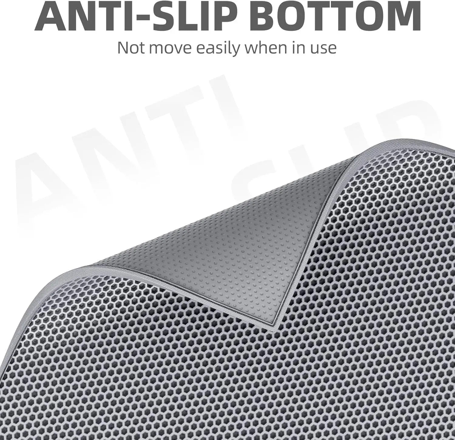 Double-Layer EVA Cat Litter Mat for Litter Box, Honeycomb Design Traps Scattered Sand, Waterproof & Non-Slip Floor Protector, Easy to Clean & Reuse (Grey) Wholesale Hub
