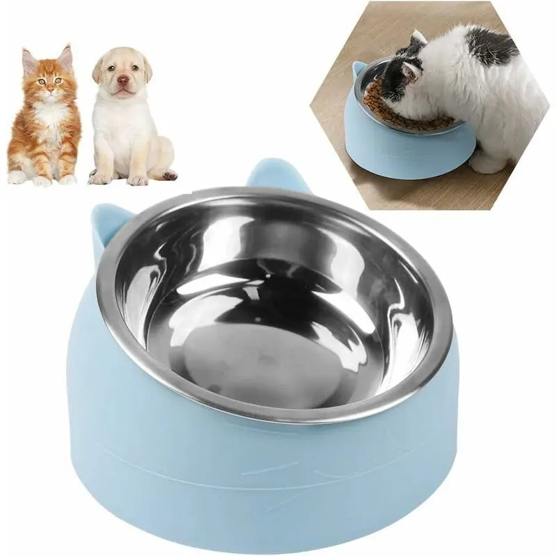 Cat Bowl, Pet Bowl Set, Raised And Tilted Cat Bowl, Small Dog Bowl, Removable Cat And Dog Bowl, 15° Tilted Raised Wholesale Hub
