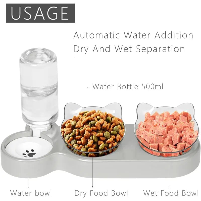Cat Bowl, 15° Tilting Cat Water Bowl, Automatic Cat Bowl, Cat Feeders And Waterers, Non-Slip Cat Bowl, Cat Bowl Wholesale Hub