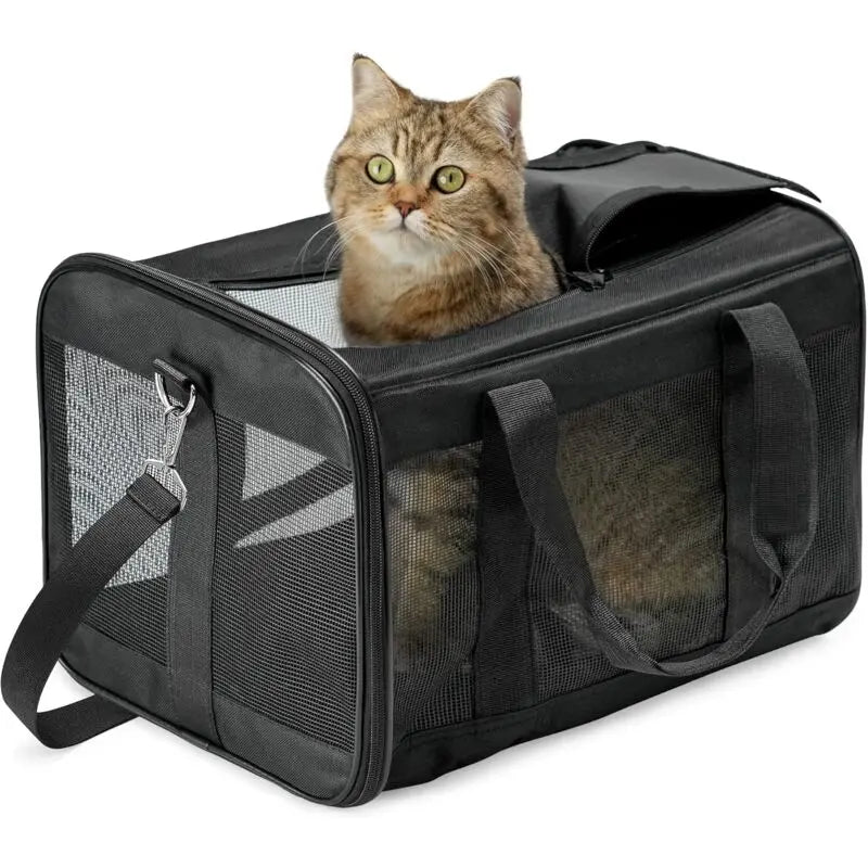Cat Carrier Bag/Dog Carrier Bag For Cats, Small Dogs, Kittens Or Puppies, Soft And Foldable With Wool Mat For Travel By Wholesale Hub
