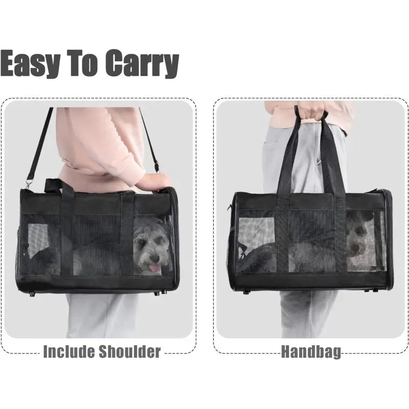 Cat Carrier Bag/Dog Carrier Bag For Cats, Small Dogs, Kittens Or Puppies, Soft And Foldable With Wool Mat For Travel By Wholesale Hub