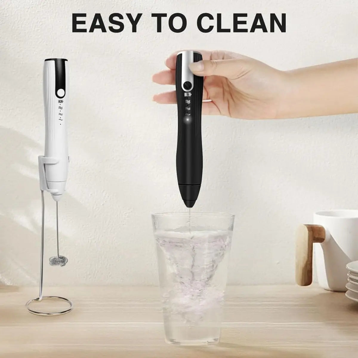 Milk frother - electric milk frother - electric milk frother - milk frother - rechargeable manual milk frother - with 3 speeds for coffee - black frother Wholesale Hub