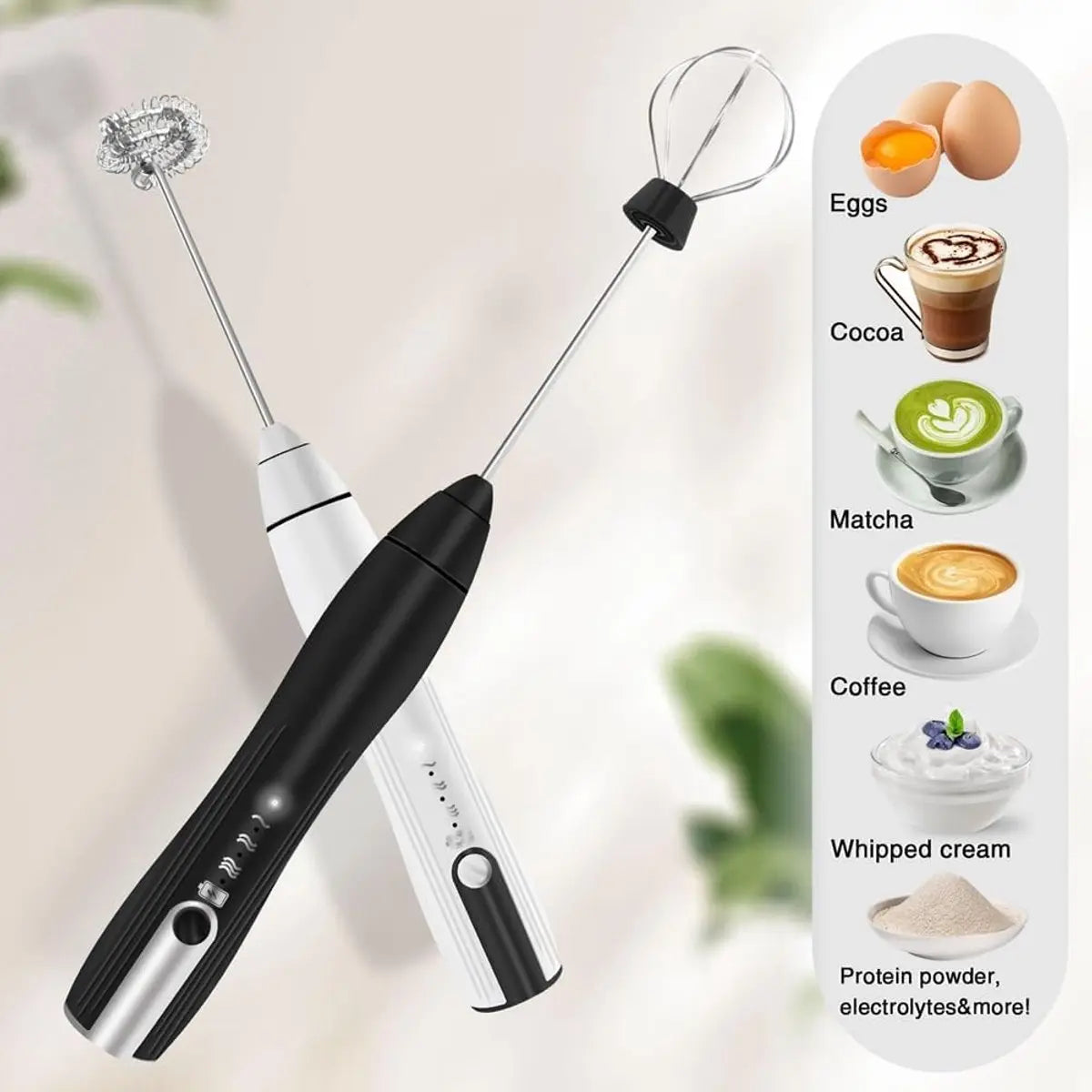 Milk frother - electric milk frother - electric milk frother - milk frother - rechargeable manual milk frother - with 3 speeds for coffee - black frother Wholesale Hub