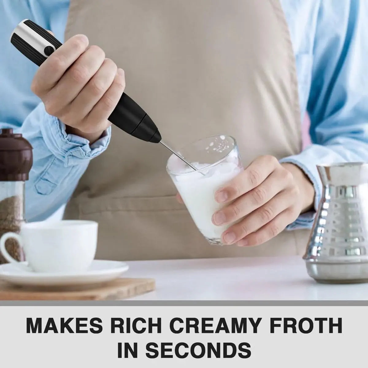 Milk frother - electric milk frother - electric milk frother - milk frother - rechargeable manual milk frother - with 3 speeds for coffee - black frother Wholesale Hub