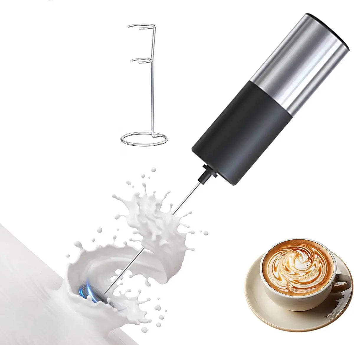 Milk Frother - Milk Frother - Manual Milk Frother - Electric Milk Frother - Milk Frother with Stand - Portable Beverage Mixer - Efficient Foaming Lance - Professional Whisk - Create the Perfect Coffee Foam Wholesale Hub