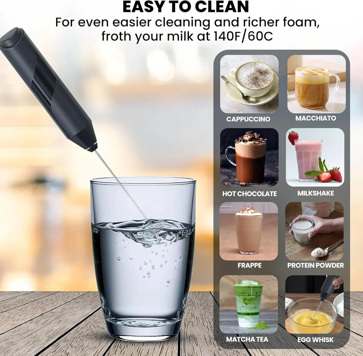Milk frother - Milk frother - Electric milk frother - Milk frother with stand - Portable battery-operated milk frother - Manual milk frother with stand - Handheld frother for coffee blender - For lattes, cappuccinos, and coffee cream Wholesale Hub