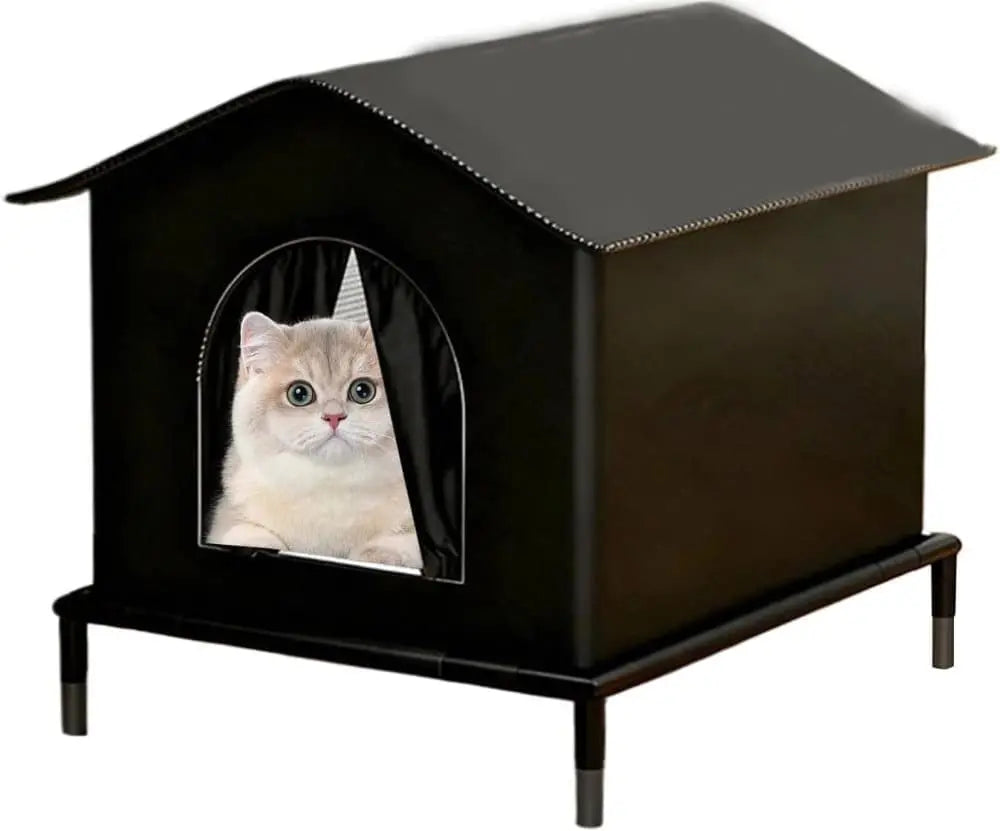 1 Pack Waterproof Insulated Outdoor Cat House for Homeless Cats and Small Animals, 42 x 42 x 42cm, Black Wholesale Hub