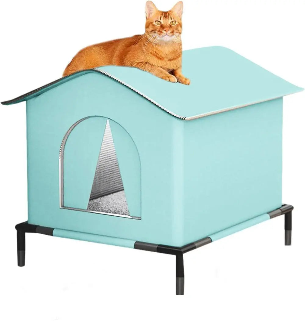 1 Pack Waterproof Insulated Outdoor Cat House for Homeless Cats and Small Animals, 36 x 36 x 36cm, Blue Wholesale Hub