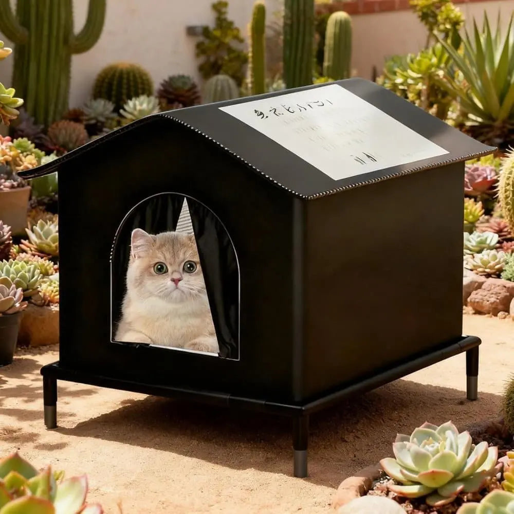 1 Pack Waterproof Insulated Outdoor Cat House for Homeless Cats and Small Animals, 36 x 36 x 36cm, Black Wholesale Hub