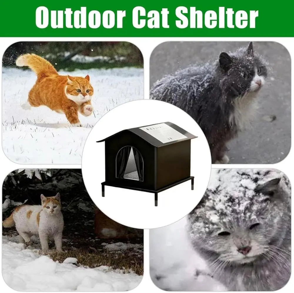 1 Pack Waterproof Insulated Outdoor Cat House for Homeless Cats and Small Animals, 36 x 36 x 36cm, Black Wholesale Hub