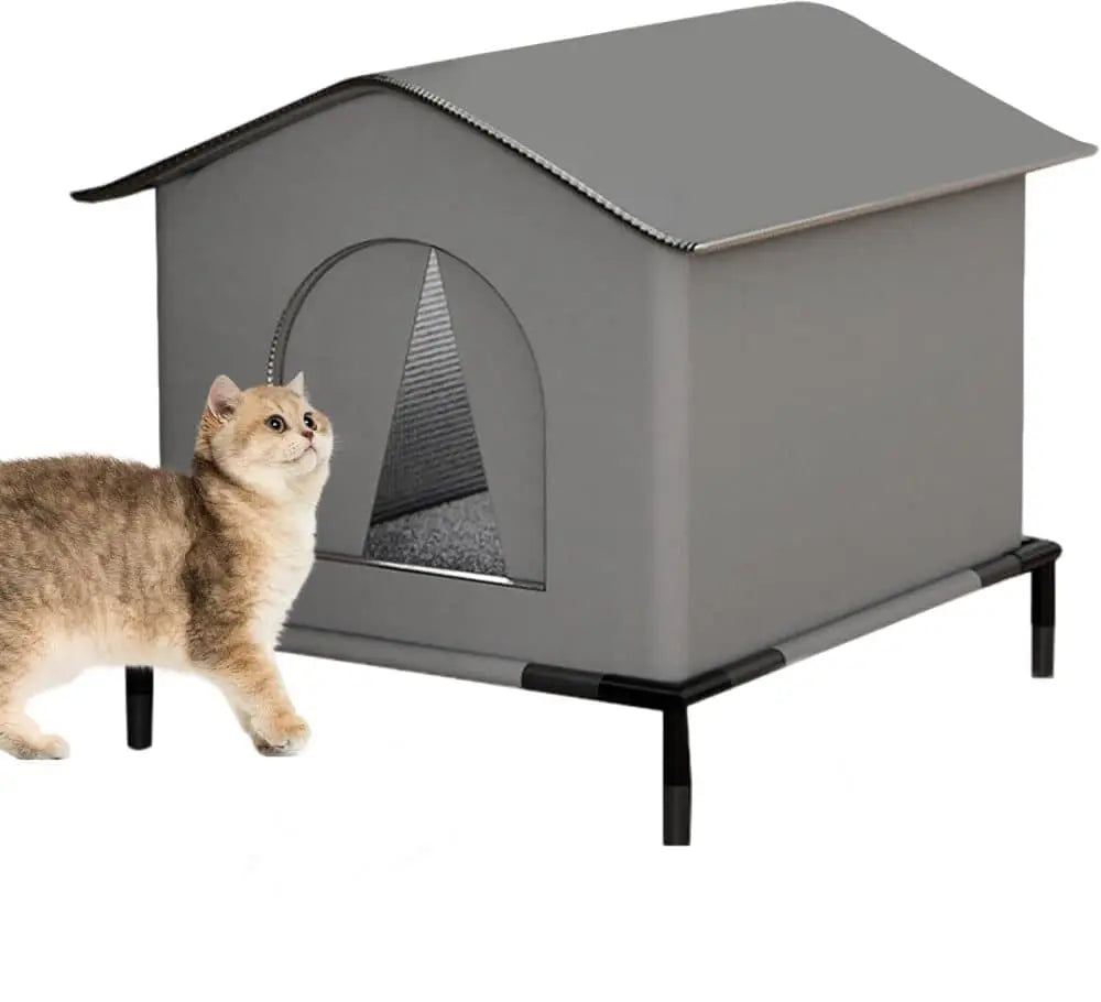 1 Pack Waterproof Insulated Outdoor Cat House for Homeless Cats and Small Animals, 33 x 33 x 33cm, Gray Wholesale Hub