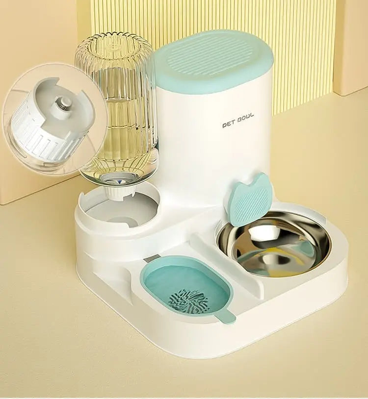 2-in-1 Automatic Cat Feeder and Water Dispenser for Pets, Compatible with Cats and Dogs, Yellow Wholesale Hub