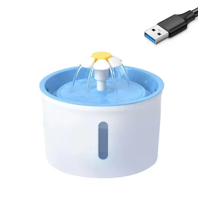 1.6L Pet Water Fountain for Cats and Dogs, Round, 15.5 x 15.5 x 10.5cm, Blue Wholesale Hub