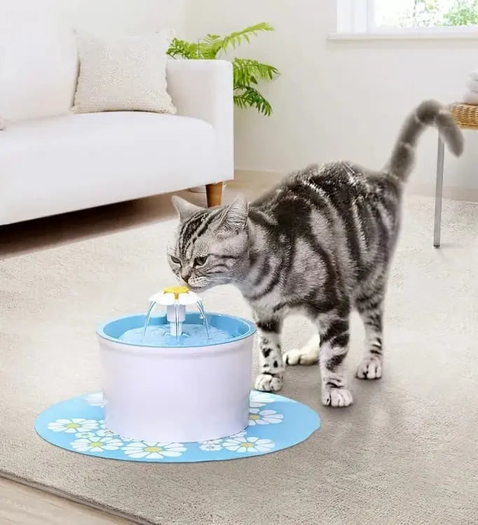 1.6L Pet Water Fountain for Cats and Dogs, Round, 15.5 x 15.5 x 10.5cm, Blue Wholesale Hub