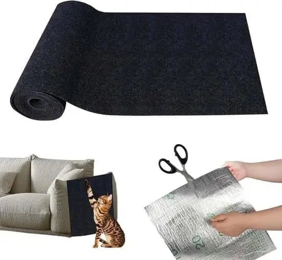 1 Pack Self-Adhesive Cat Scratching Board Wall Protector for Cats, DIY Corner Mat, 40cm x 200cm, Black Wholesale Hub