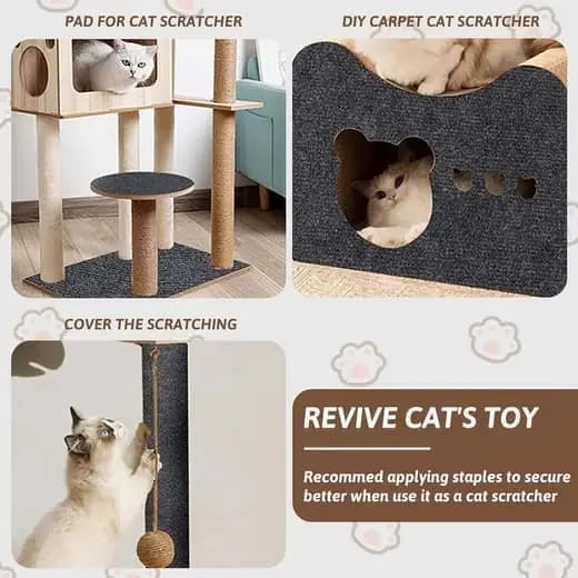 1 Pack Self-Adhesive Cat Scratching Board Wall Protector for Cats, DIY Corner Mat, 40cm x 200cm, Black Wholesale Hub