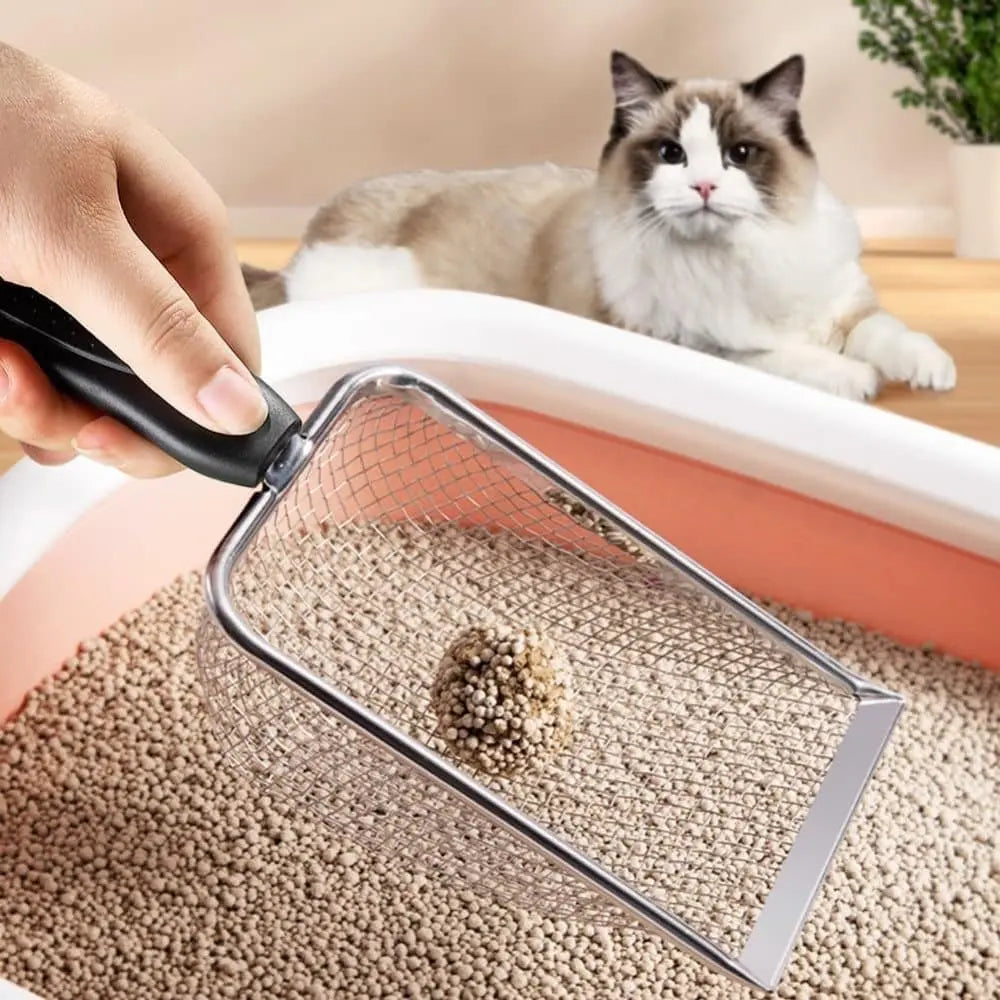 Stainless Steel Cat Litter Scoop, Durable and Easy to Clean with Mesh Design, Compatible with All Cat Litter Boxes, 3.8MM Wholesale Hub