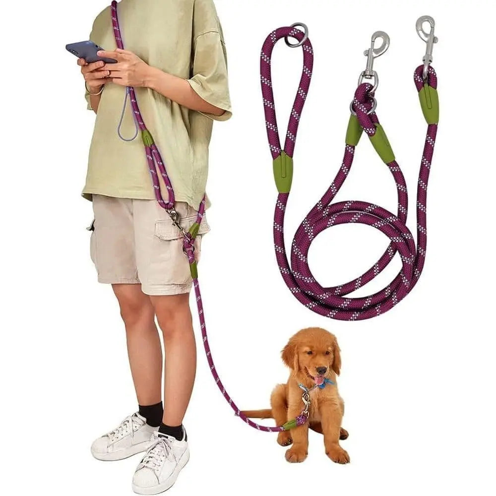 Reflective Hands-Free Dog Leash with Shoulder Strap for Small and Medium Dogs, Purple, Compatible with Jogging Wholesale Hub