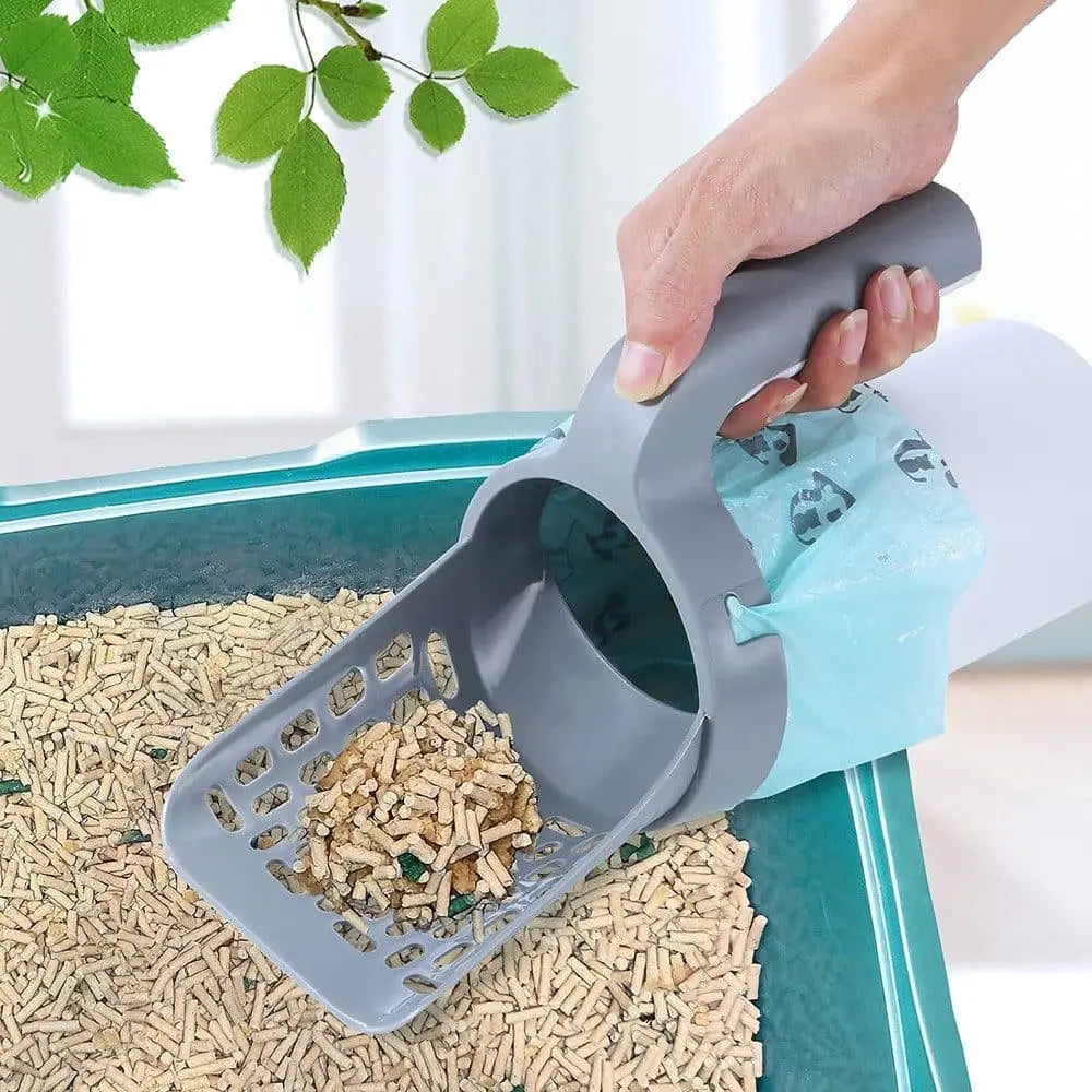 2-in-1 Litter Box Scoop with Holder and Waste Bags, Non-Slip Durable Pet Cleaning Tool Wholesale Hub