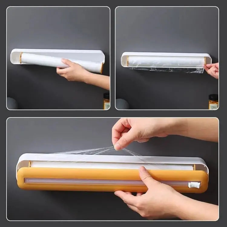 36 Pcs Aluminum Foil Cutter Holder, Yellow Plastic and Aluminum Foil Dispenser, 36x7x5cm Wholesale Hub
