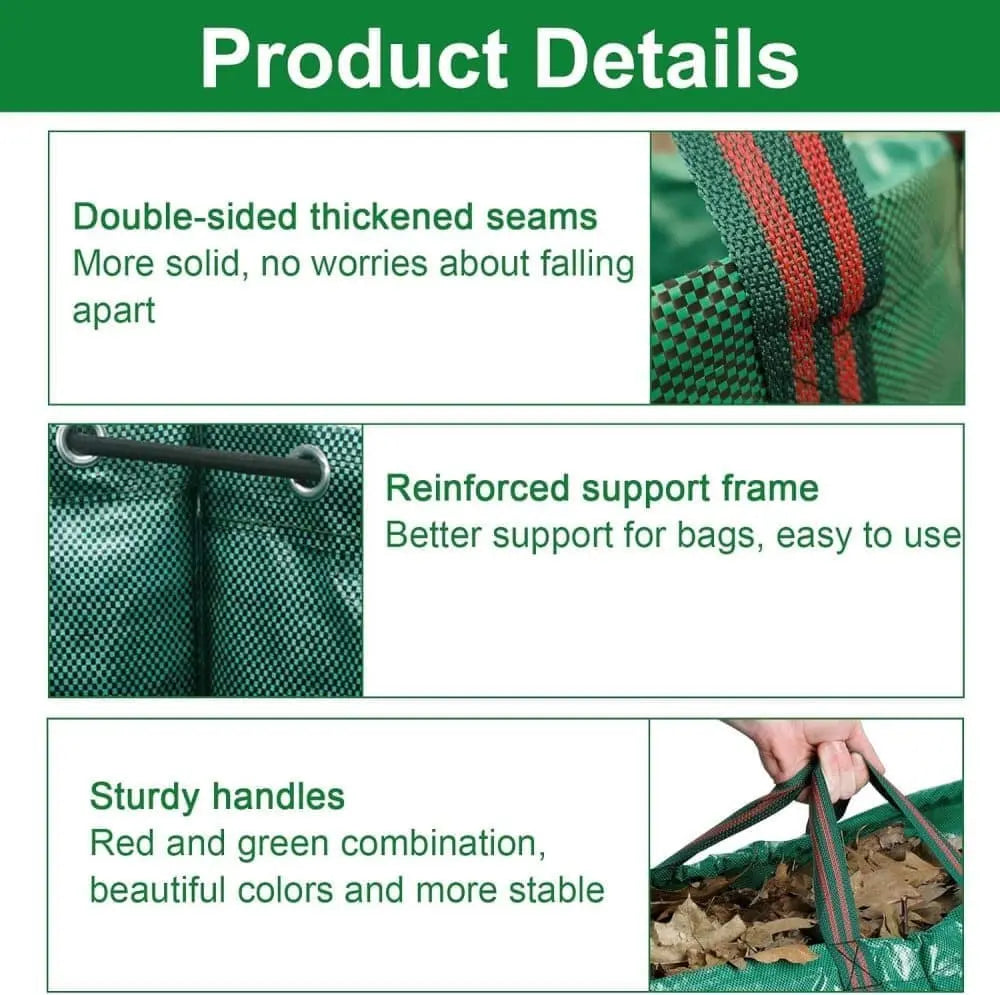 120L Large Capacity Garden Bags with Handles, Self-Standing and Robust for Leaves Lawn Hedges and Garden Waste, 45 x 76cm Wholesale Hub