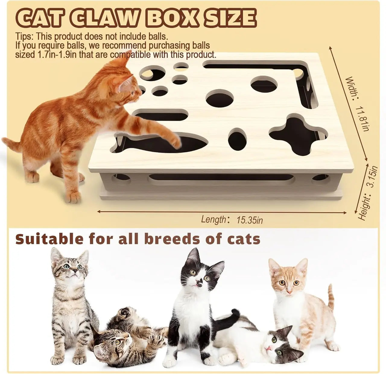 Multi-Functional Cat Claw Care Enrichment Box | Durable Wood Scratcher & Interactive Puzzle for Feline Wellness Wholesale Hub