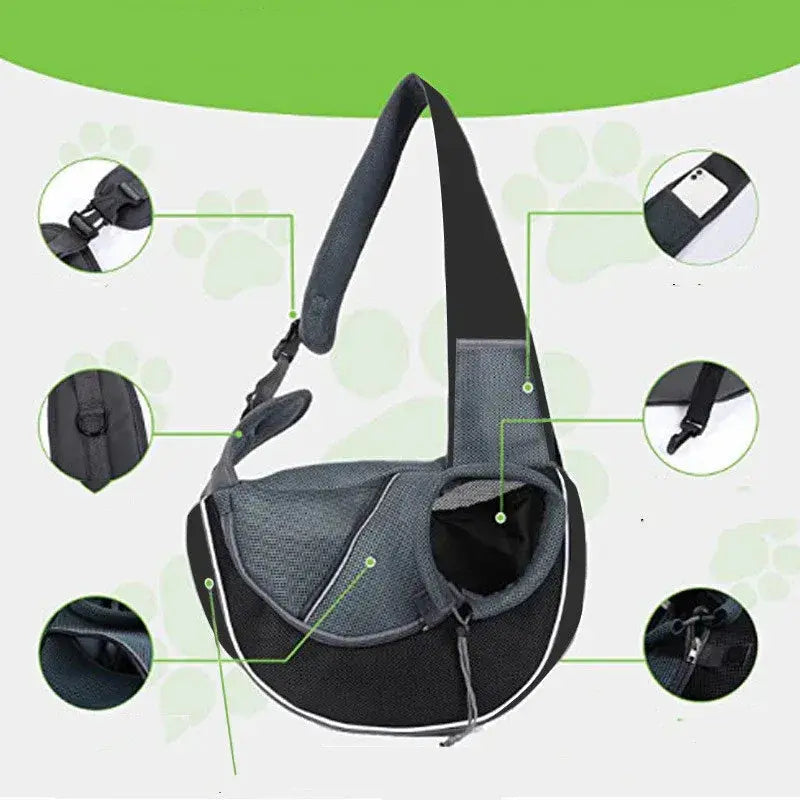 Small Pet Carrier Sling Crossbody Bag for Cats and Dogs, Black, M Wholesale Hub