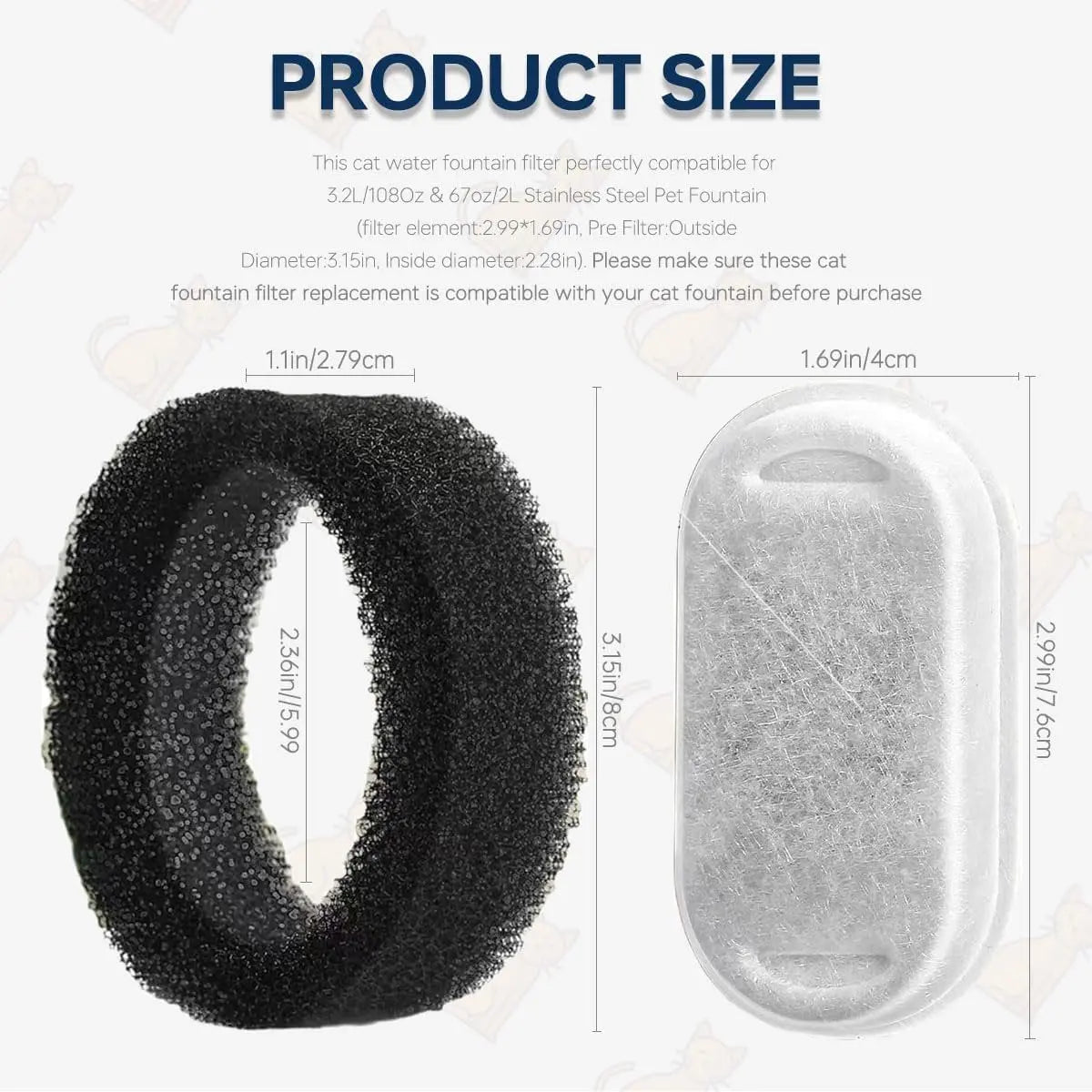 Cat Drinking Fountain Filters - 24 x Cat Fountain Filters - Filter Cartridges for Pet Water Dispensers - Drinking Fountain Filter Refills - Water Filter & Sponge Filter - Cat Water Fountain Accessories - 12 Cat Fountain Filters and 12 Pump Sponges Wholesale Hub