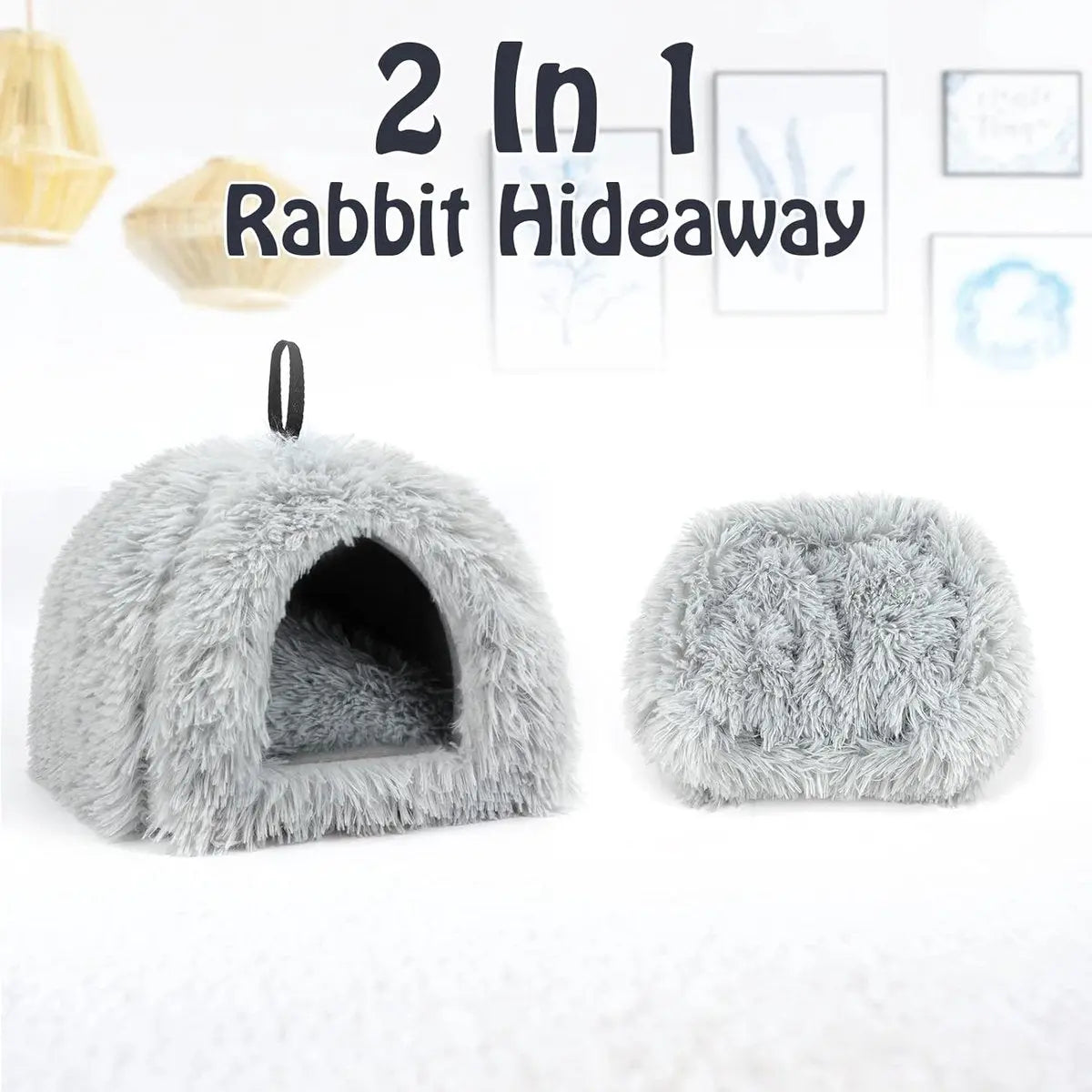 Cat Basket - Rabbit House - Cat House - Plush - Warmth - 40x40x37 CM - Rodent - Cat Bed - Kitten Basket - Animal House - Cat Cushion - Cat Den - Cat Houses - Cat Cave - Grey - Comfortable & Soft - For Rabbits, Cat, Guinea Pigs, Hamsters, Puppies Wholesale Hub