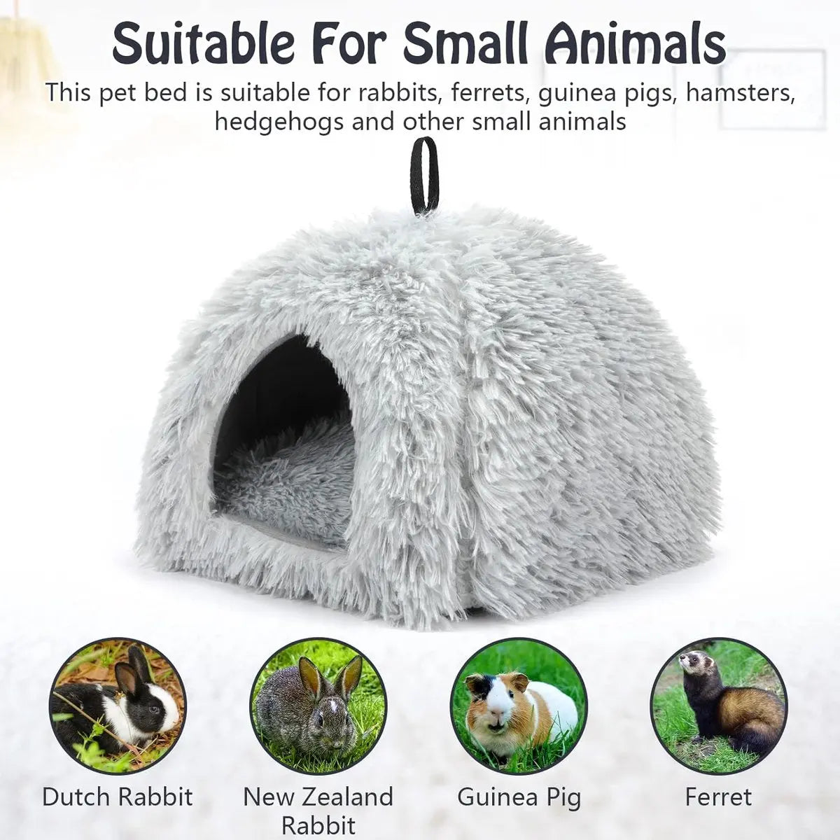 Cat Basket - Rabbit House - Cat House - Plush - Warmth - 40x40x37 CM - Rodent - Cat Bed - Kitten Basket - Animal House - Cat Cushion - Cat Den - Cat Houses - Cat Cave - Grey - Comfortable & Soft - For Rabbits, Cat, Guinea Pigs, Hamsters, Puppies Wholesale Hub