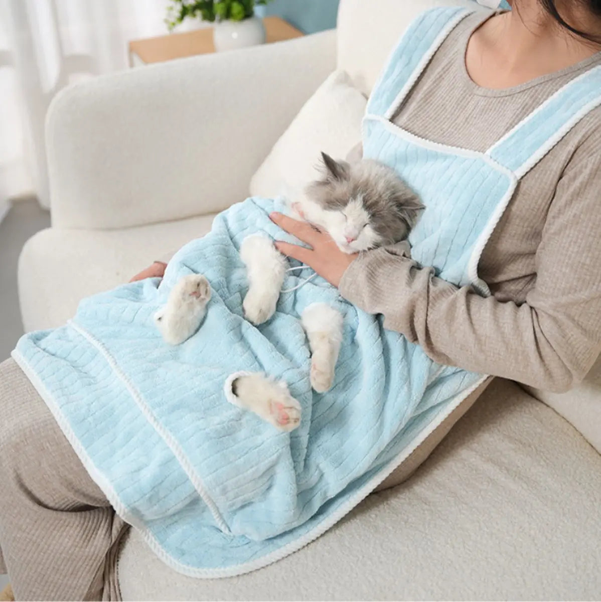 Cat Carrier Bag - Pocket Carrier Sling - Cat Carrying Apron - Carrier Bag for Cats - Portable Cat Bag for Holding Kittens - Pet Transport Apron with Holes - Adjustable Cat Carrier Bag - Blue - 1 Piece Wholesale Hub