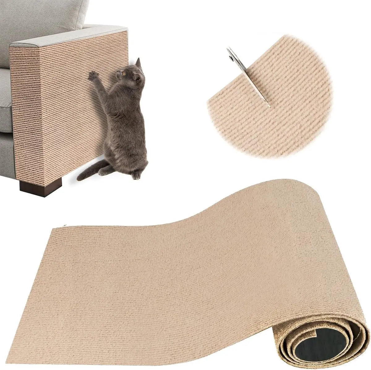 Scratching Post - 30 x 100 Cm - Scratching Mat for Cats - Kitten Toy - Anti-scratch cat sofa protection scratching post - Climbing Wall - Cat Climbing Wall - for furniture, walls, sofas and carpet - Scratching Mat for Sofa - Easy to cut - Self-adhesive - Wholesale Hub