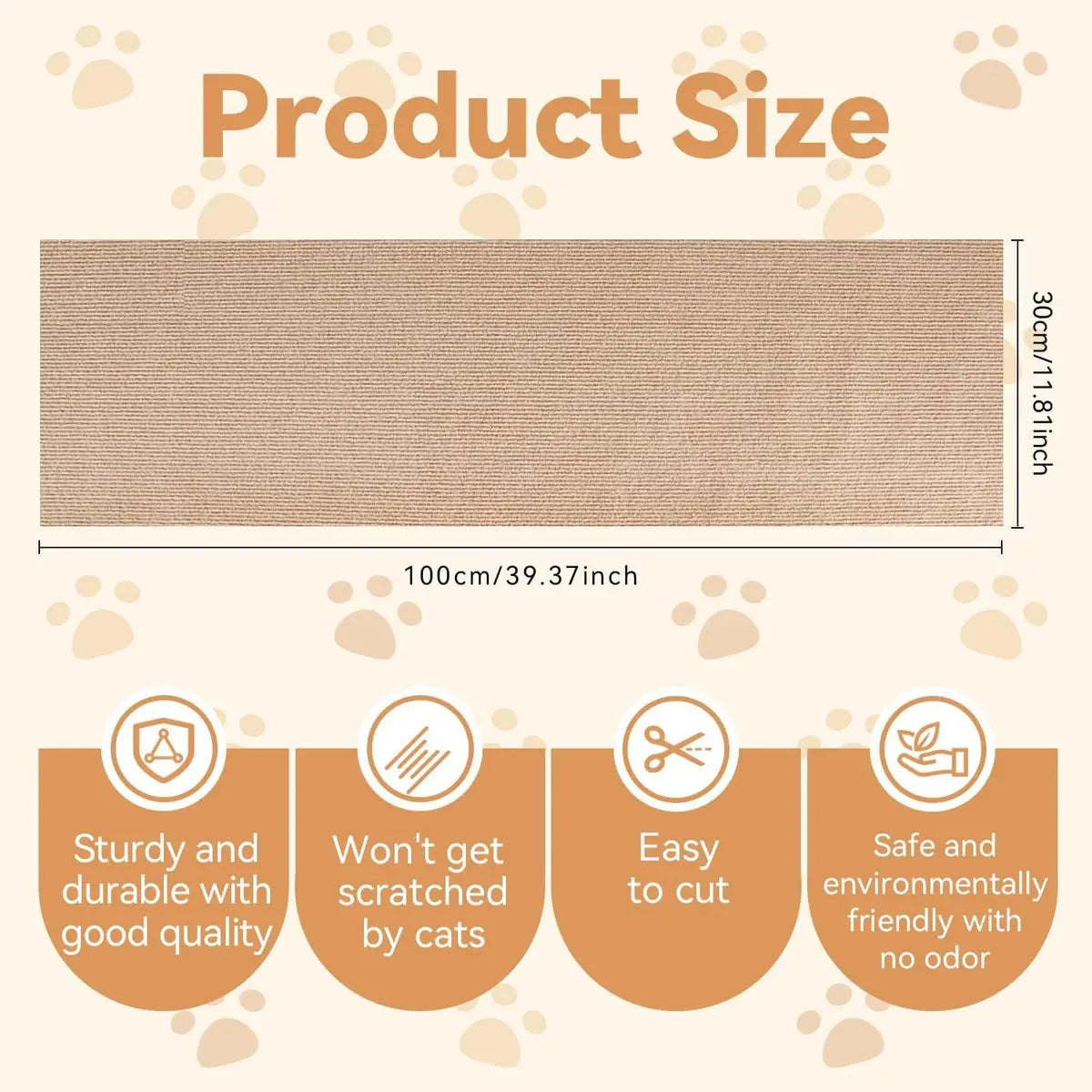 Scratching Post - 30 x 100 Cm - Scratching Mat for Cats - Kitten Toy - Anti-scratch cat sofa protection scratching post - Climbing Wall - Cat Climbing Wall - for furniture, walls, sofas and carpet - Scratching Mat for Sofa - Easy to cut - Self-adhesive - Wholesale Hub