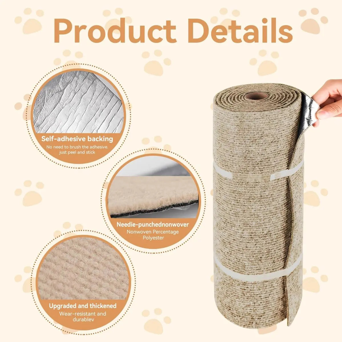Scratching Post - 30 x 100 Cm - Scratching Mat for Cats - Kitten Toy - Anti-scratch cat sofa protection scratching post - Climbing Wall - Cat Climbing Wall - for furniture, walls, sofas and carpet - Scratching Mat for Sofa - Easy to cut - Self-adhesive - Wholesale Hub
