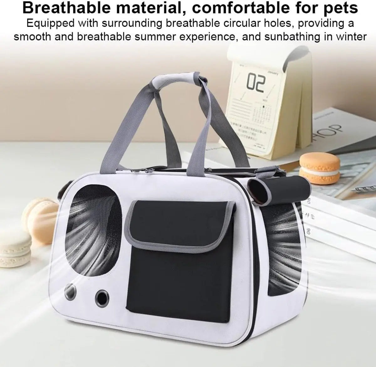 Cat and Dog Transport Bag - Travel Basket - Foldable Cat Transport Box - Cat Bag - Pet Carrier Bag with breathable holes and pockets - for medium-sized cats, small dogs - Dog Bag - 45 x 28 x 26 cm - Black Wholesale Hub