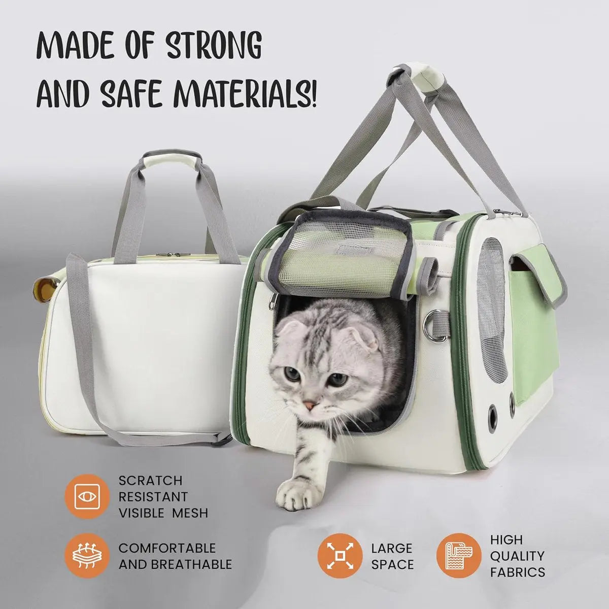 Cat and Dog Transport Bag - Travel Basket - Foldable Cat Transport Box - Cat Bag - Pet Carrier Bag with breathable holes and pockets - for medium-sized cats, small dogs - Dog Bag - 45 x 28 x 26 cm - Green Wholesale Hub