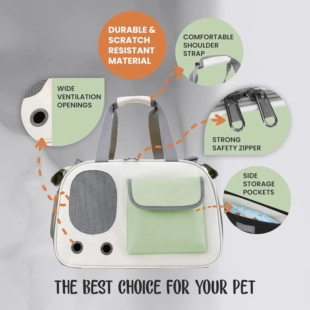 Cat and Dog Transport Bag - Travel Basket - Foldable Cat Transport Box - Cat Bag - Pet Carrier Bag with breathable holes and pockets - for medium-sized cats, small dogs - Dog Bag - 45 x 28 x 26 cm - Green Wholesale Hub