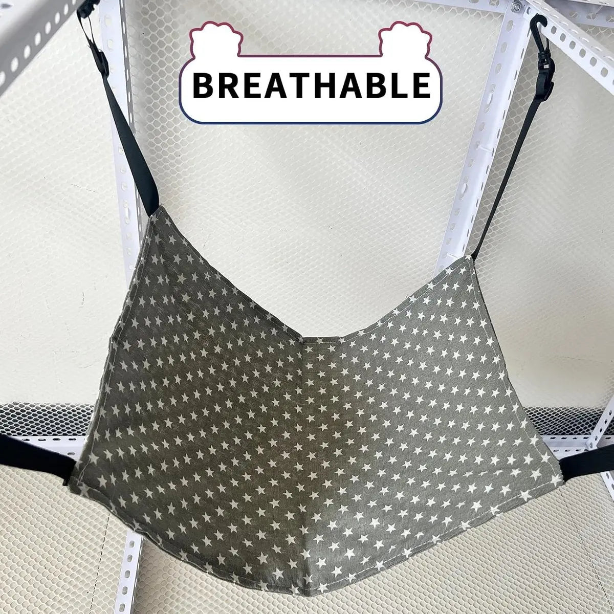 Cat Hammock - Hammock for cats - hanging pet bed - hammock for pets - with hooks - for Kittens, Puppies and Small Pets - Adjustable Straps - Pet Swing - cat bed - for cages and gardens - 53*35 cm - grey stars Wholesale Hub