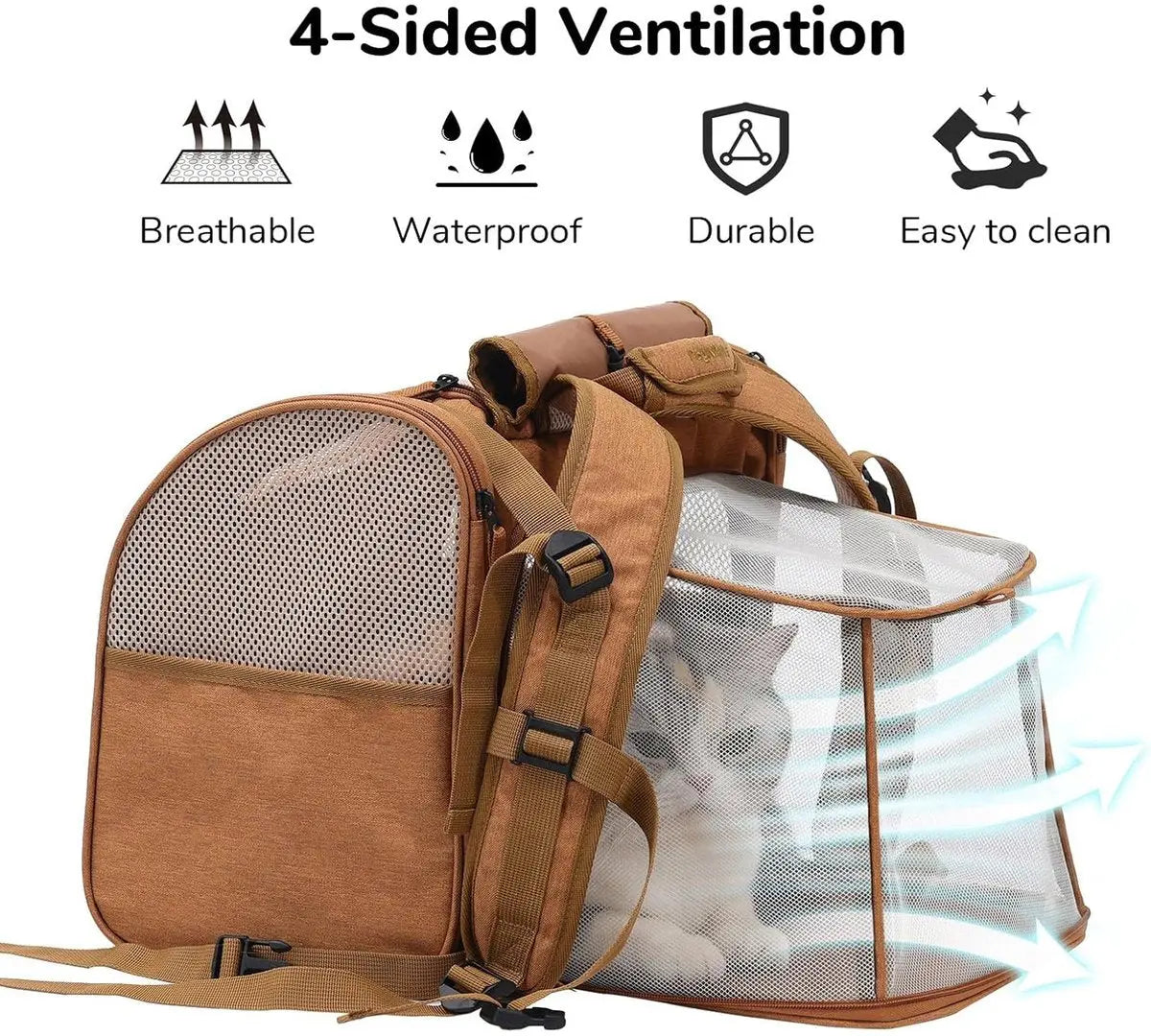 Travel Basket for Cats and Dogs - Carrier for Cats and Dogs - Travel Bag for Cats and Dogs - Dog Carrier - Cat Carrier - up to 10 lbs - brown Wholesale Hub