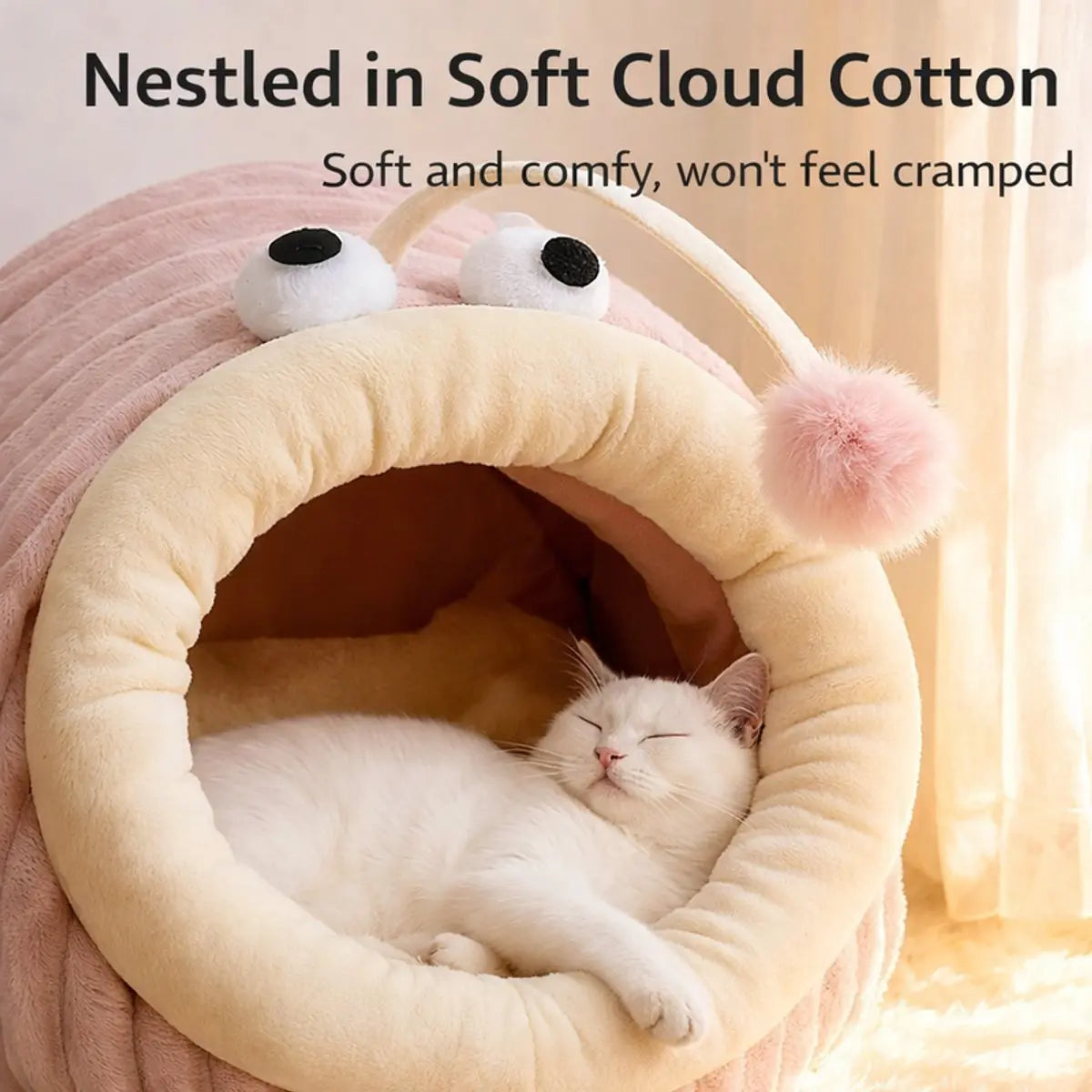 Cat Bed - Cave Cat Basket - Calming and Anxiety Relieving - Lantern Fish Shape - Pink（M：55*40*31cm） Wholesale Hub