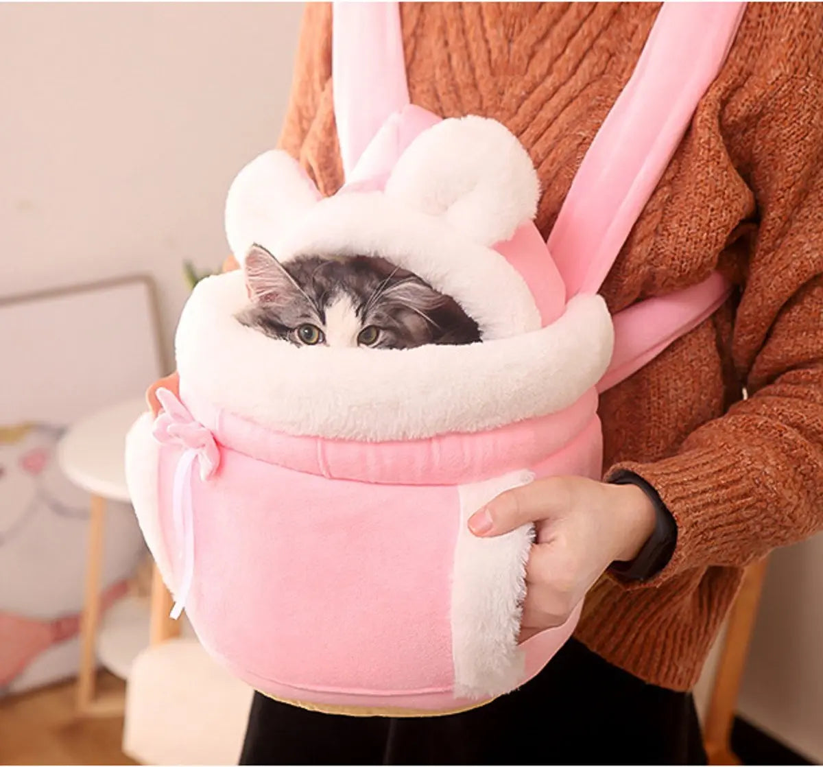 Cat Bed - Backpack for Pet Travel - Can be used as a cat basket indoors - Side pockets to keep your hands warm - Wide shoulder straps - Best choice for traveling with small pets (Pink, Size M: 25*25*21) Wholesale Hub